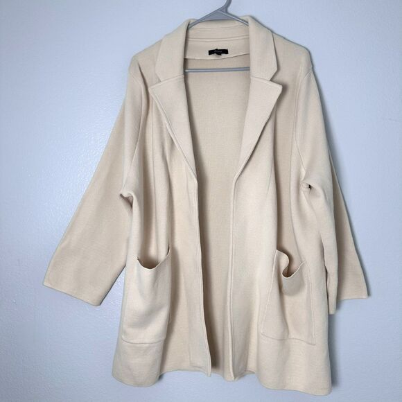 Quince Cardigan Women's XL 100% Organic Cotton Blazer Sweater Open Front Ivory - Picture 1 of 9
